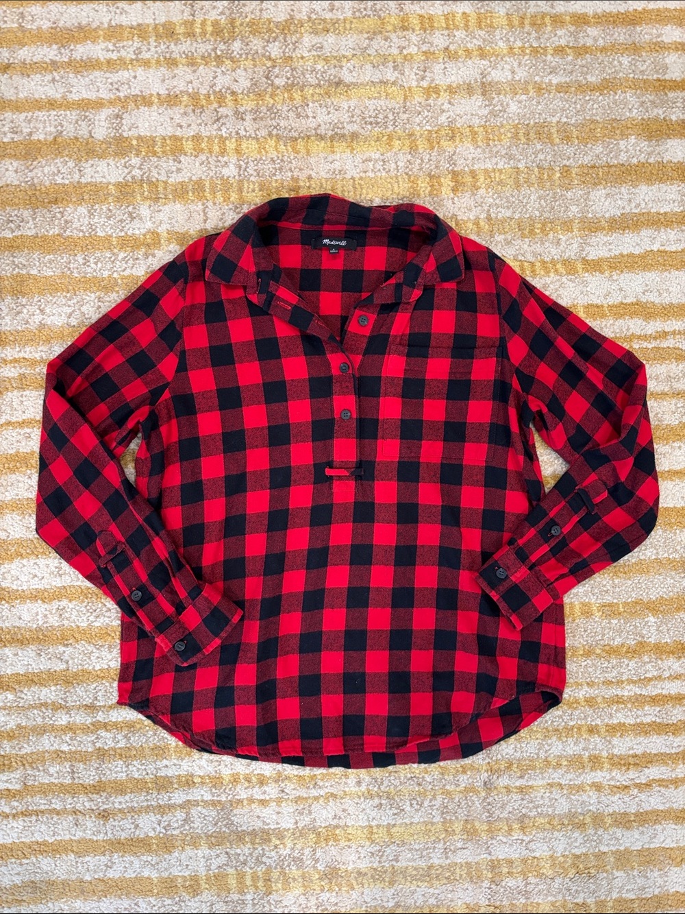 Madewell womens Red and Black Buffalo check Plaid long sleeve button up Shirt